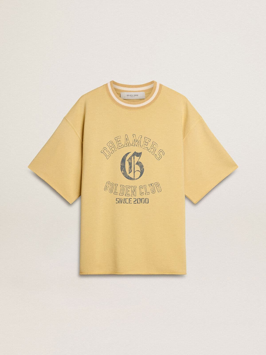 メンズのオーバーサイズイエローコットンtシャツ(ブループリント)