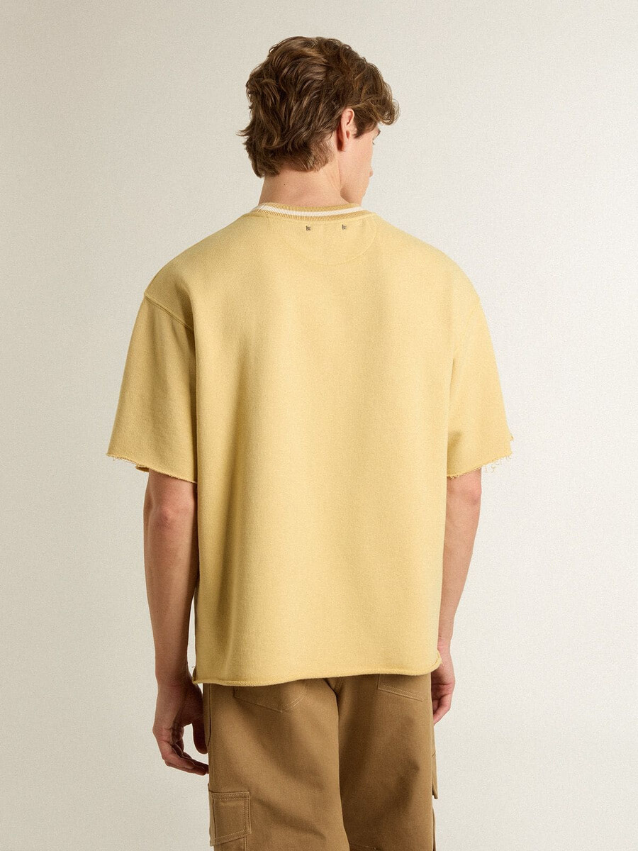 メンズのオーバーサイズイエローコットンtシャツ(ブループリント)