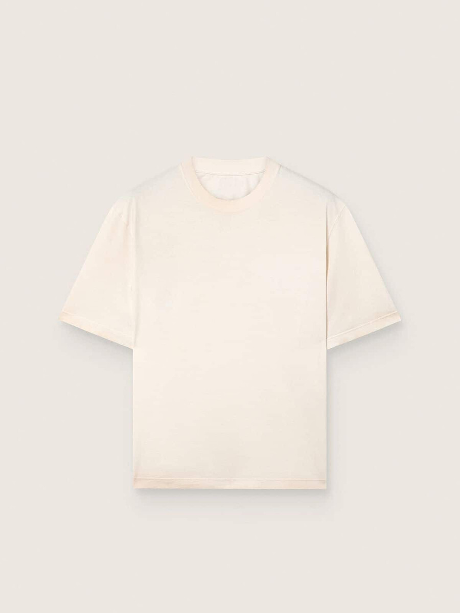 スターユニセックスコットンtシャツ。ヴィンテージホワイト、背面にブラックプリント。