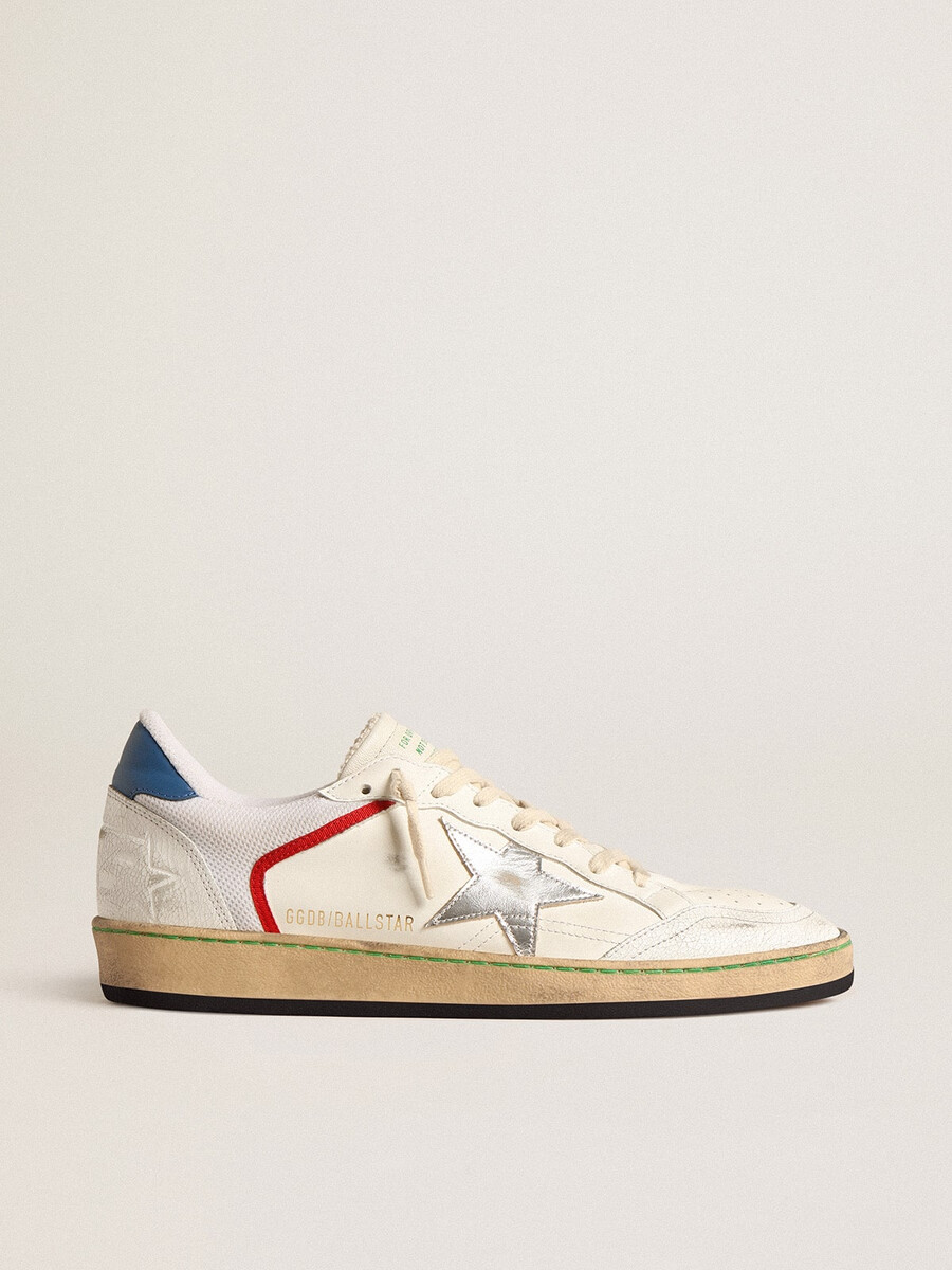 ナッパとメッシュのボールスター、シルバーメタリックレザーのスター