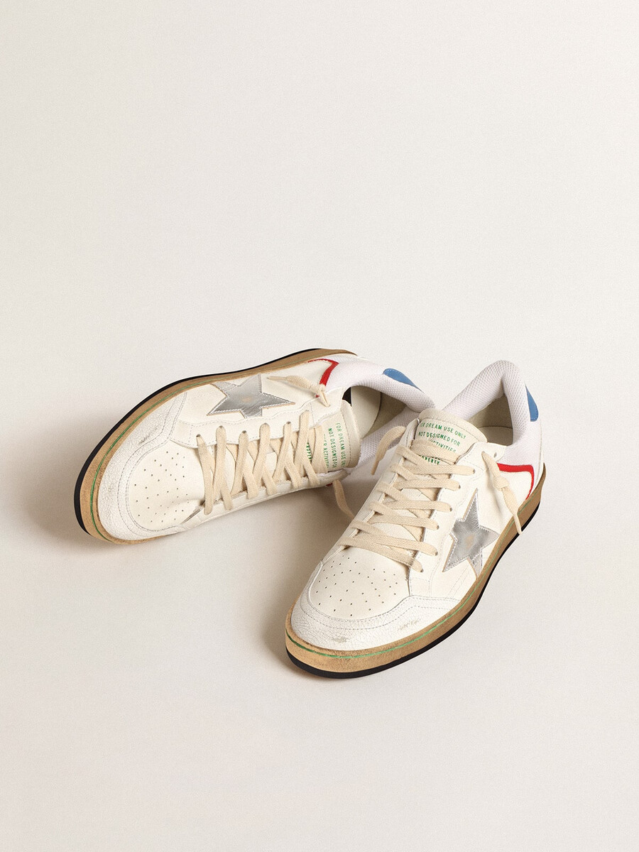 ナッパとメッシュのボールスター、シルバーメタリックレザーのスター