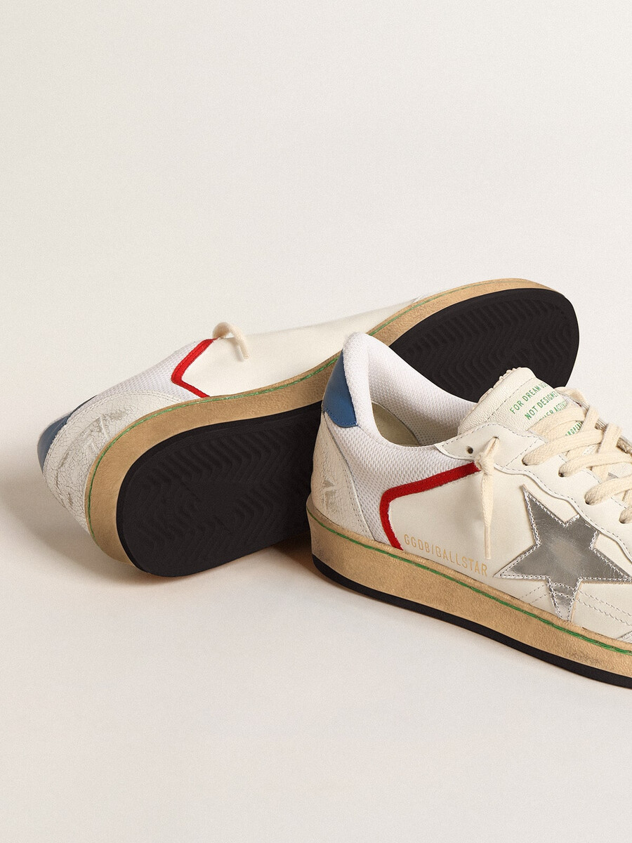 ナッパとメッシュのボールスター、シルバーメタリックレザーのスター