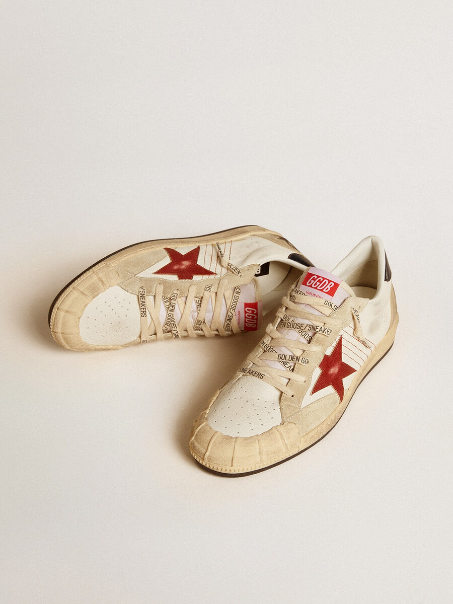 メンズ ボール スター ltd ナッパレザー製、レッド レザー スターとレザー ヒールタブ付き