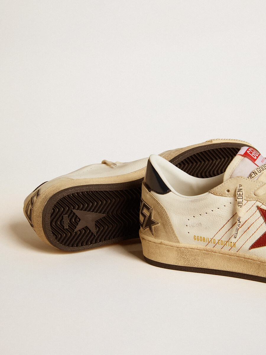 メンズ ボール スター ltd ナッパレザー製、レッド レザー スターとレザー ヒールタブ付き
