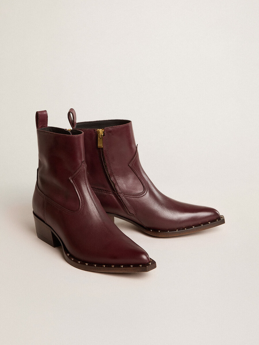 レディース ローカット デビー ブーツ(バーガンディレザー)