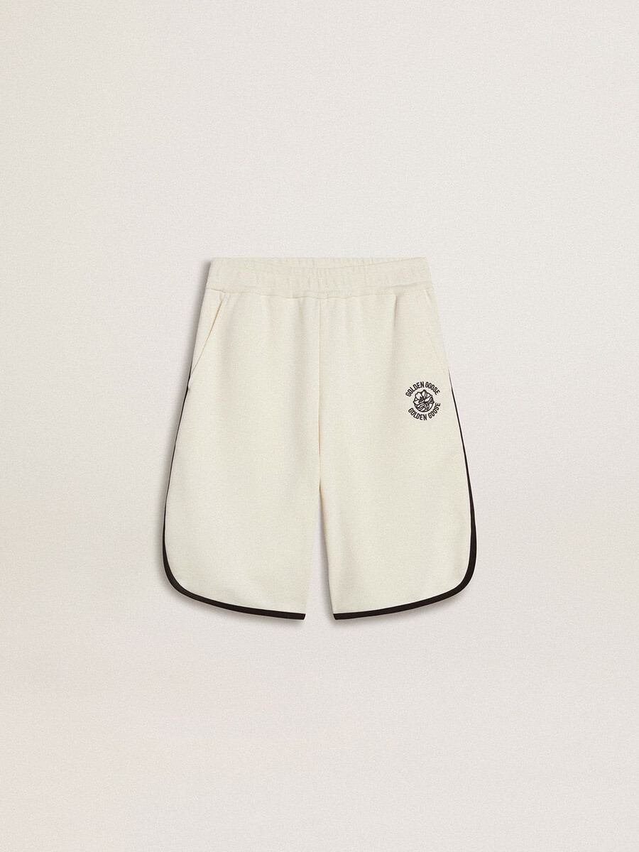 刺繍ロゴ入りボーイズホワイトショートパンツ