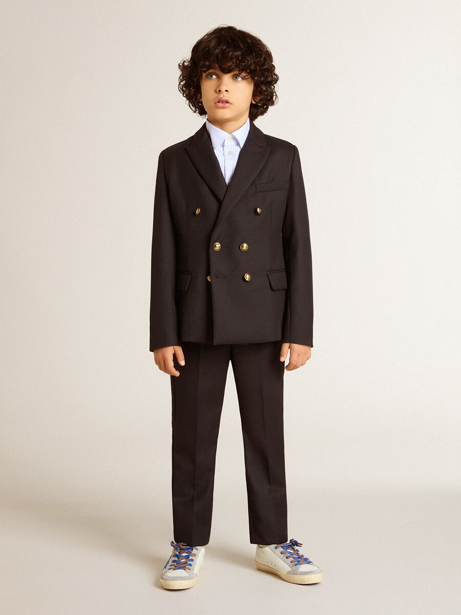 男の子用ダークブルーのダブルブレストブレザー