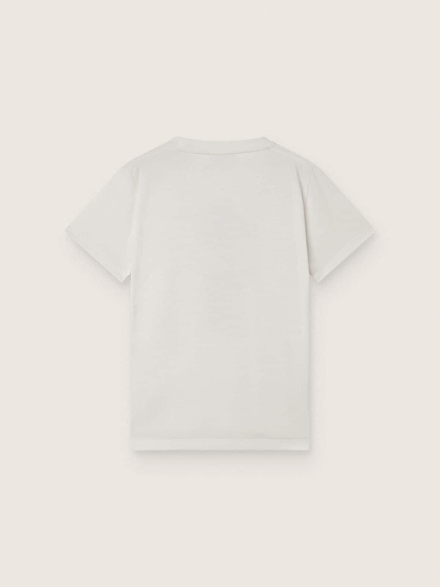 デジタルマスコットプリント入りの白いコットンジャージーの男の子用ジャーニーtシャツ