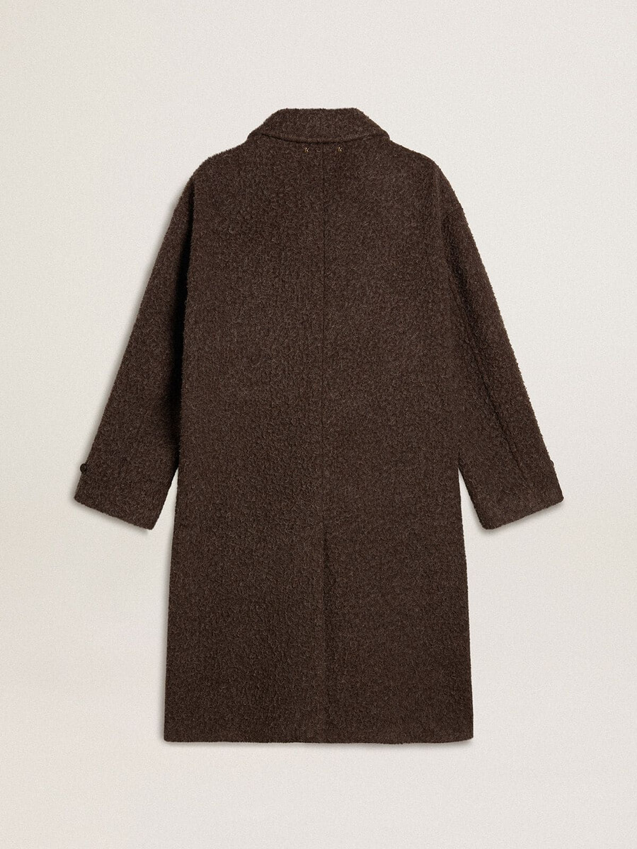 メンズ シングルブレスト ジャーニー コート シワ加工ウール混紡 花柄ピン付き