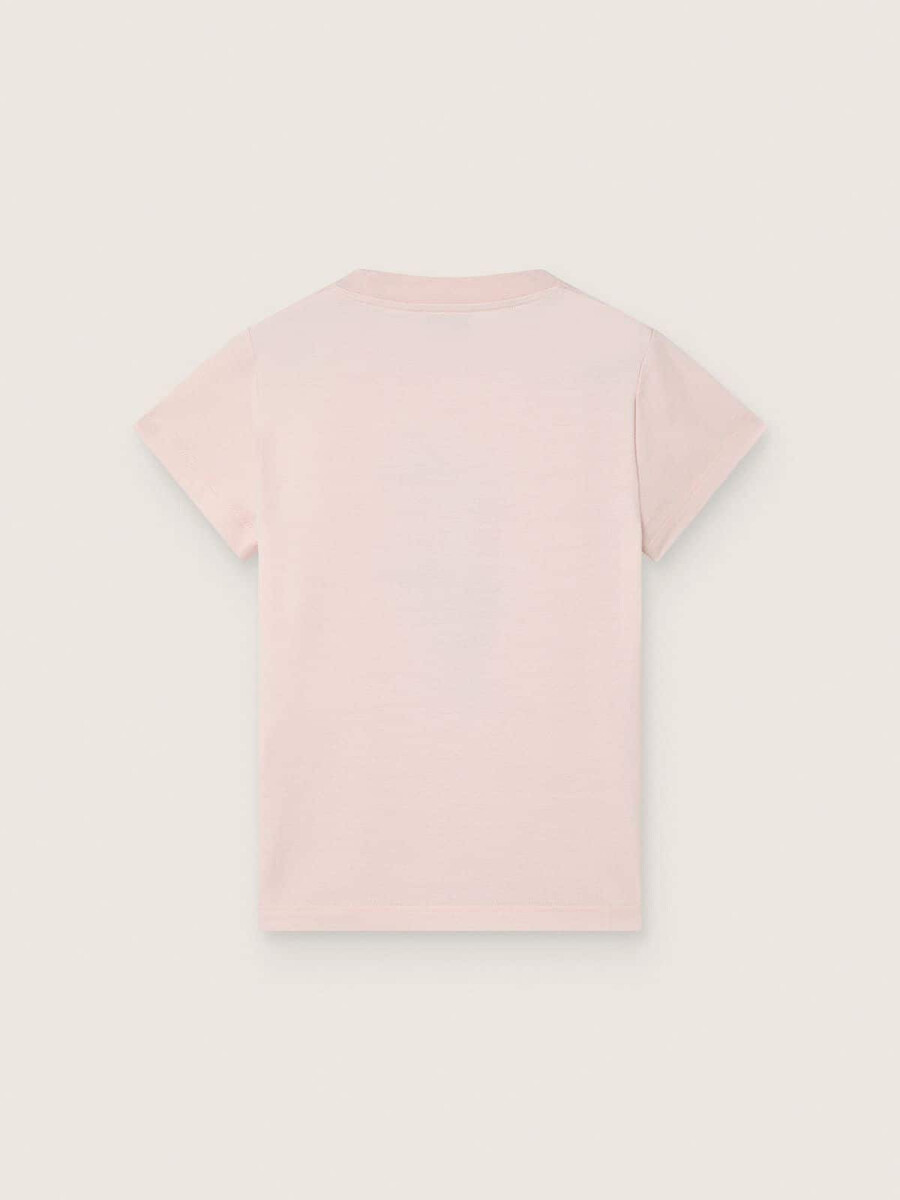 デジタルマスコットプリント入りピンクのコットンジャージー製女の子用ジャーニーtシャツ