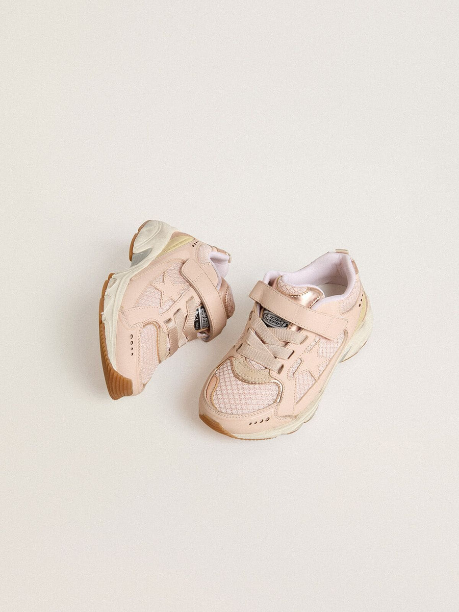 ピンクのレザーとメッシュのジュニア ライトスター、ピンクのレザースター付き