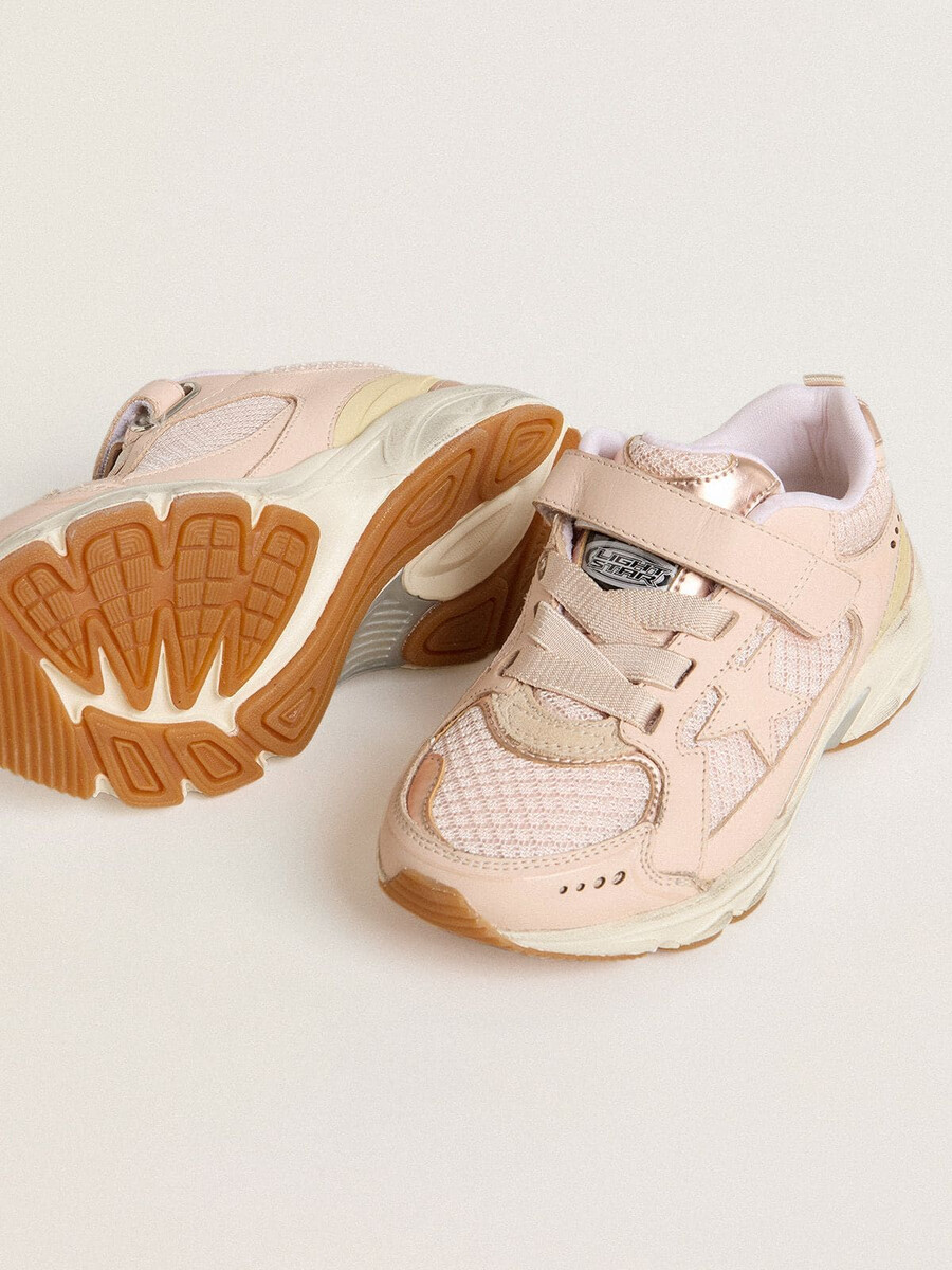 ピンクのレザーとメッシュのジュニア ライトスター、ピンクのレザースター付き
