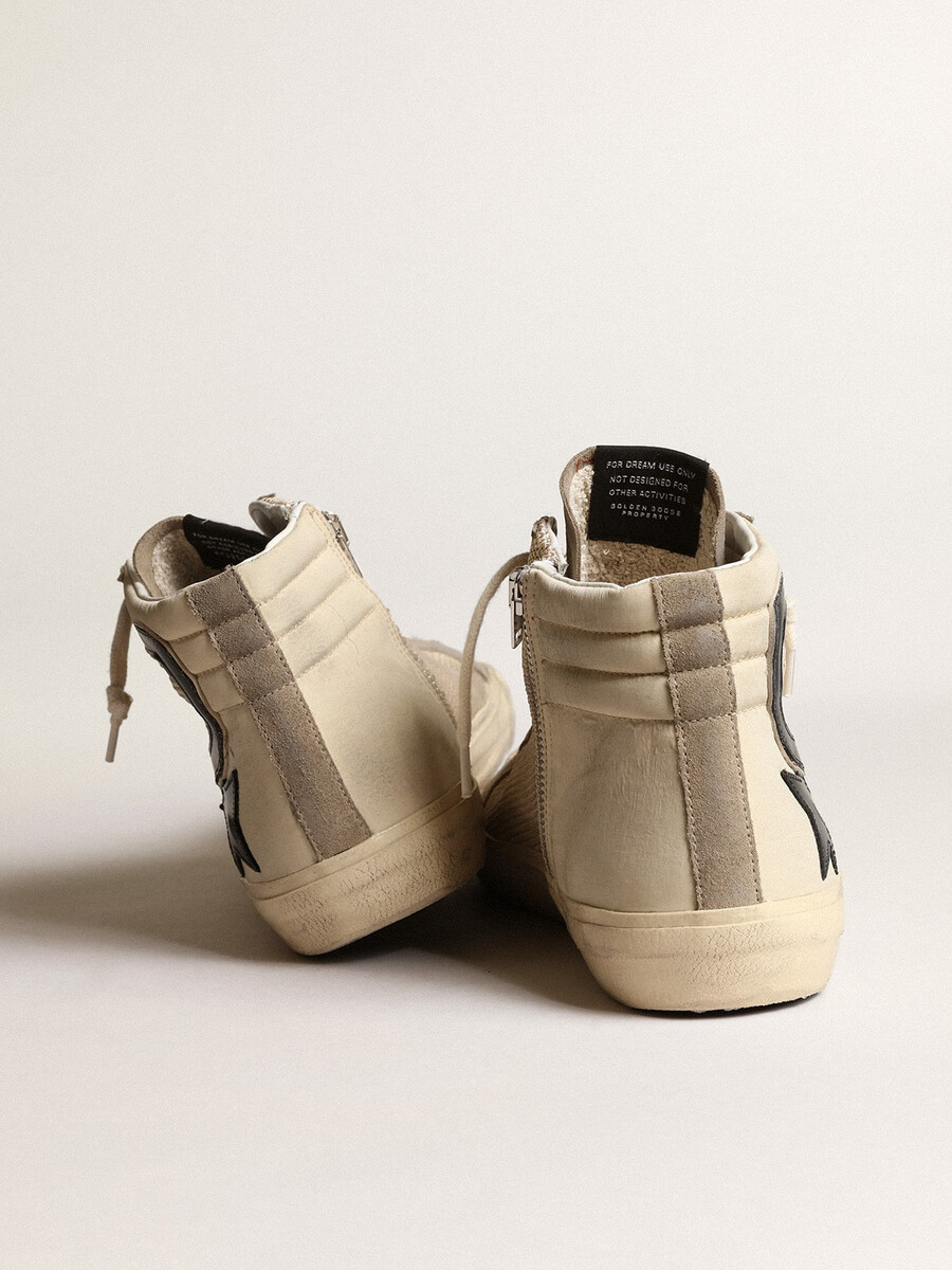 ベージュのメッシュとナイロンにブルーのレザースターとフラッシュが付いたスライド