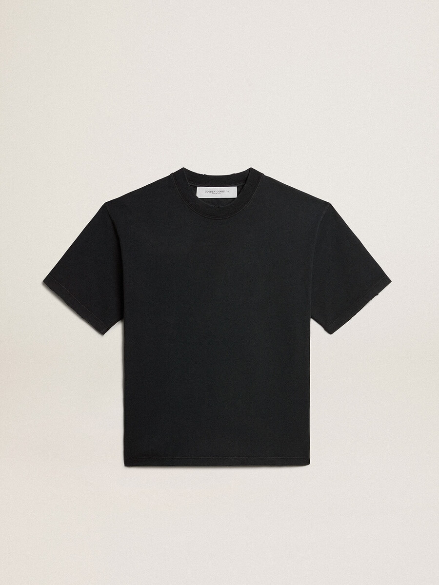 背面にリバースロゴが入ったウォッシュドブラックのtシャツ - ジャージーカプセル