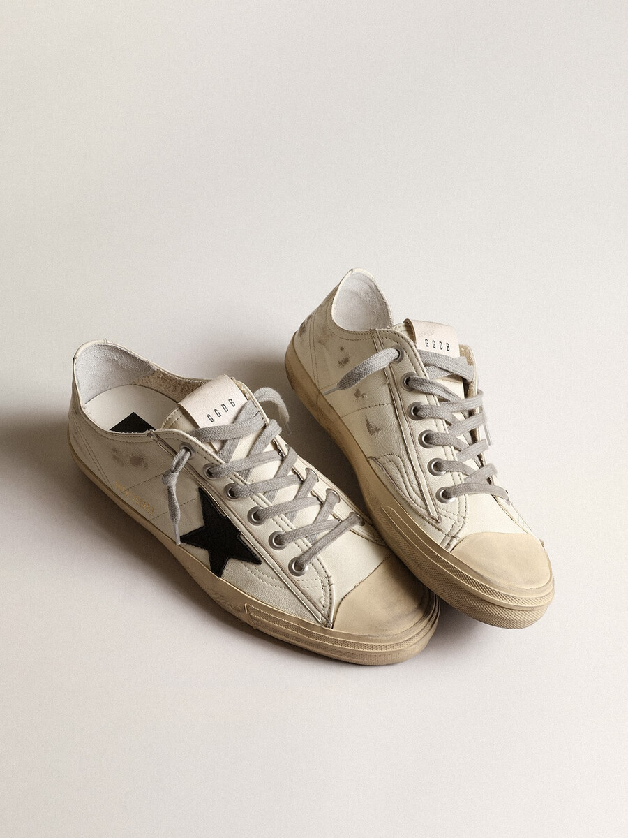 ナッパレザーのvスターとブラックのヌバックレザーのスター